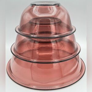 Vintage Pyrex Cranberry/Amethyst Glass Nesting Mixing Nesting Bowls